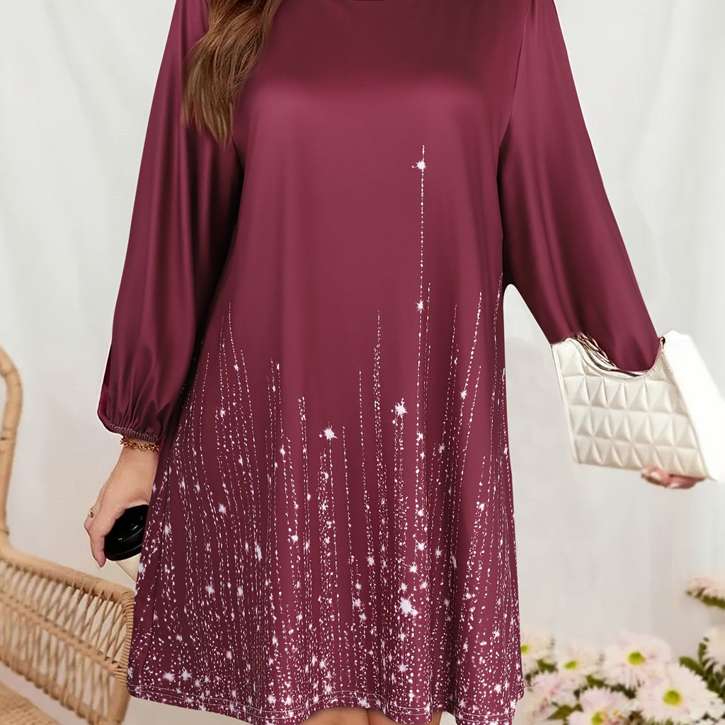 Elegant Floral Curvy Fit Deep Purple Maxi Dress