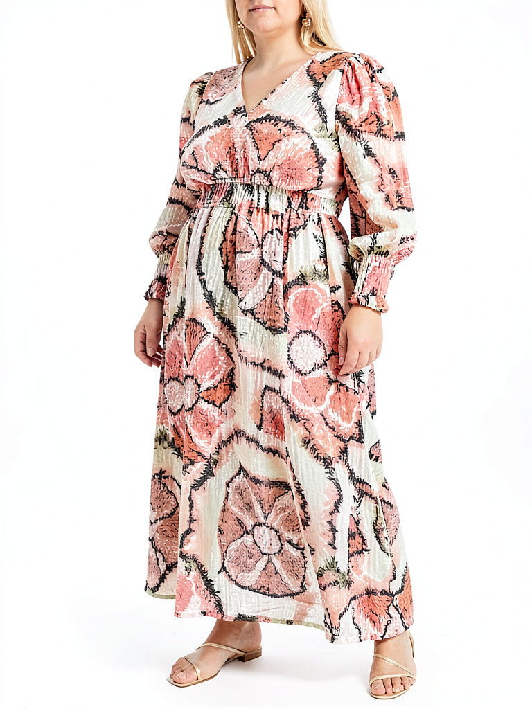 Inc Plus Size Smocked Puff-Sleeve Maxi Dress, Size XL