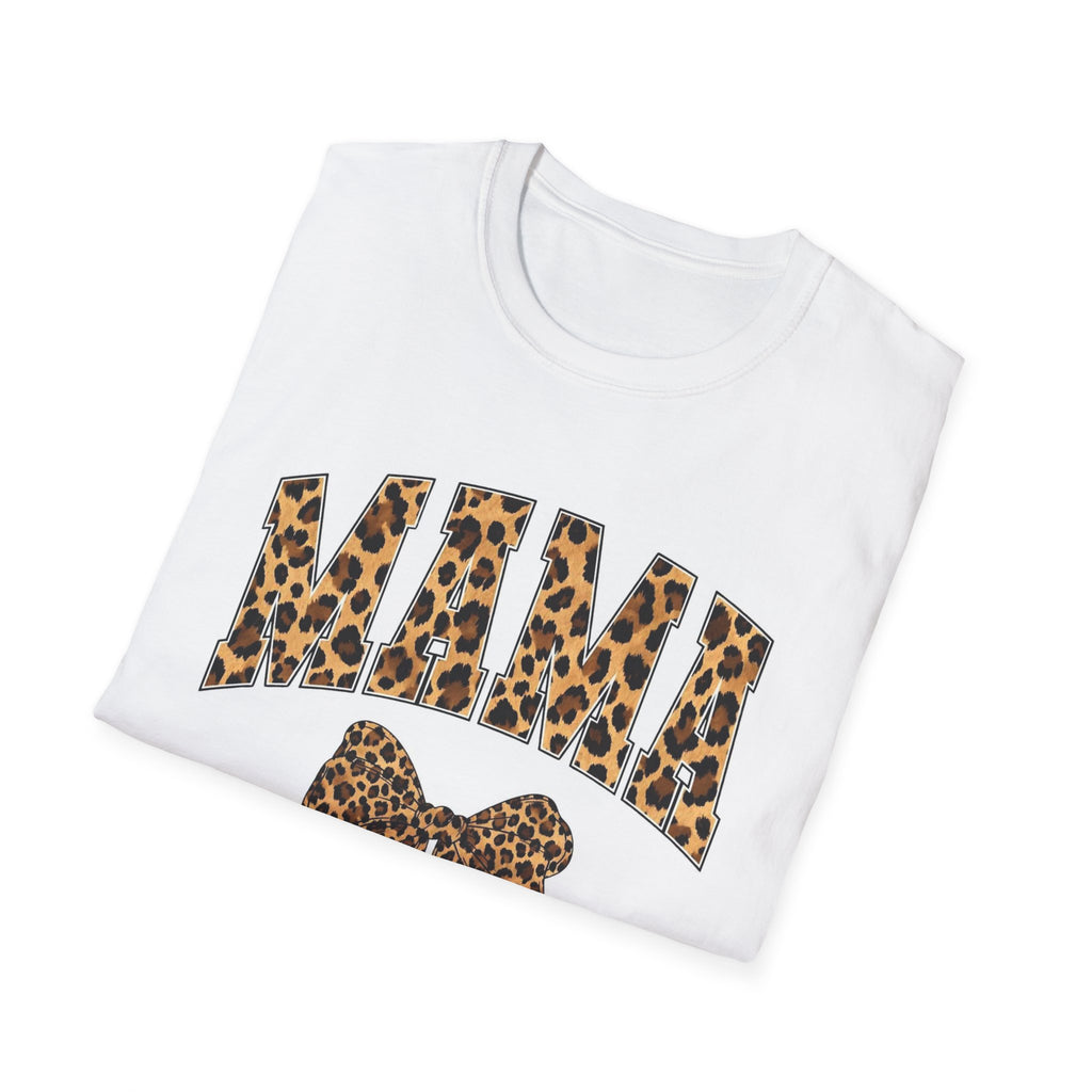 Mama Leopard Bow T-Shirt — Cute Leopard Print Mom Tee