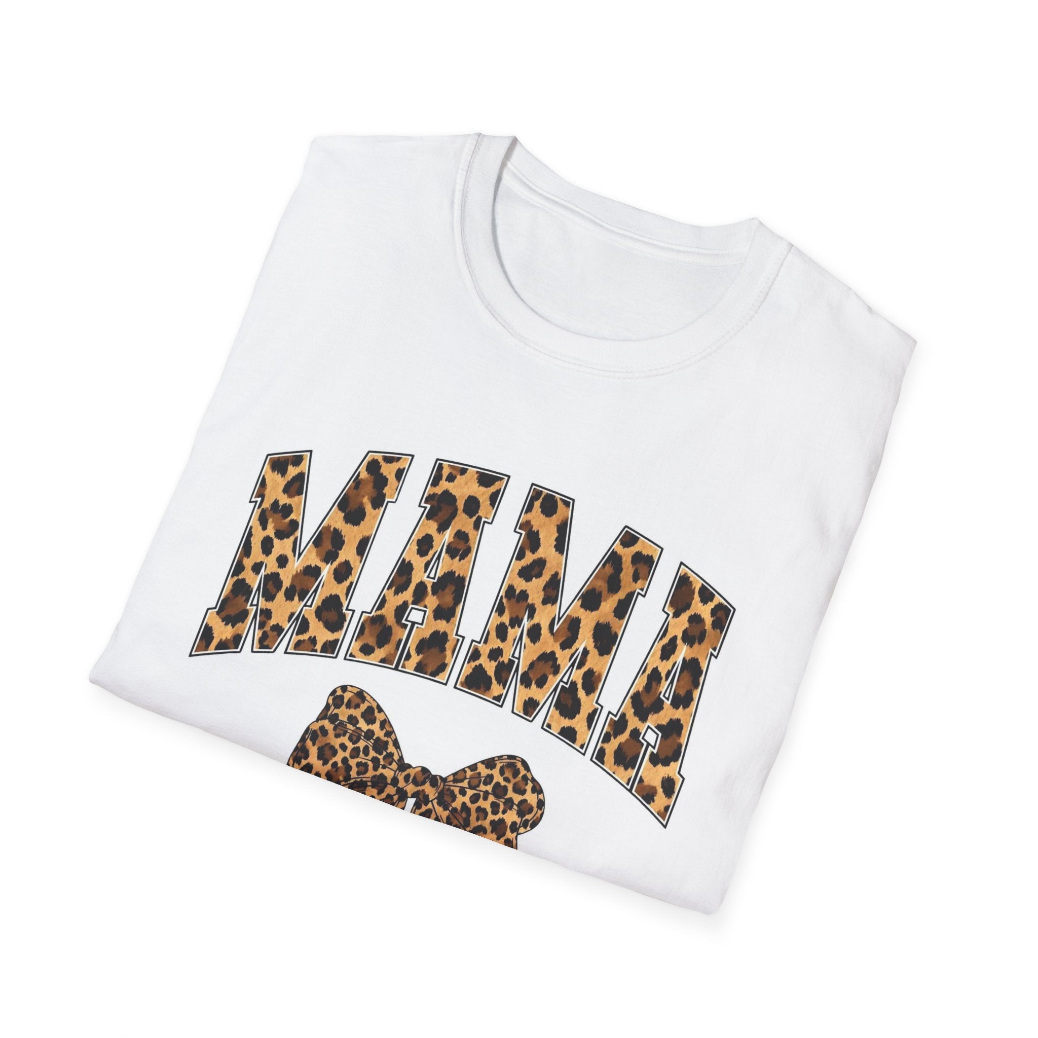 Mama Leopard Bow T-Shirt — Cute Leopard Print Mom Tee
