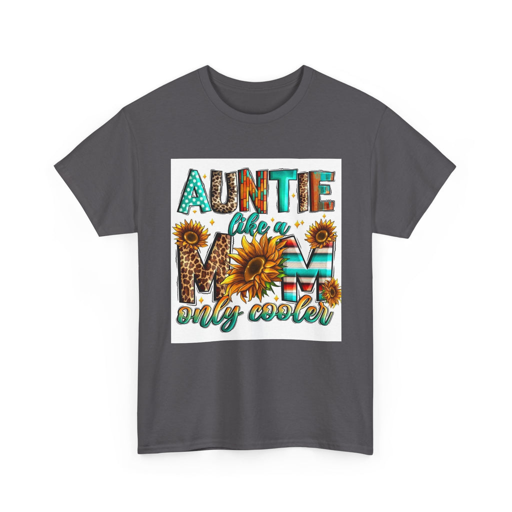 Auntie Like a Mom Only Cooler T-Shirt – Sunflower Boho Graphic Tee for Aunts