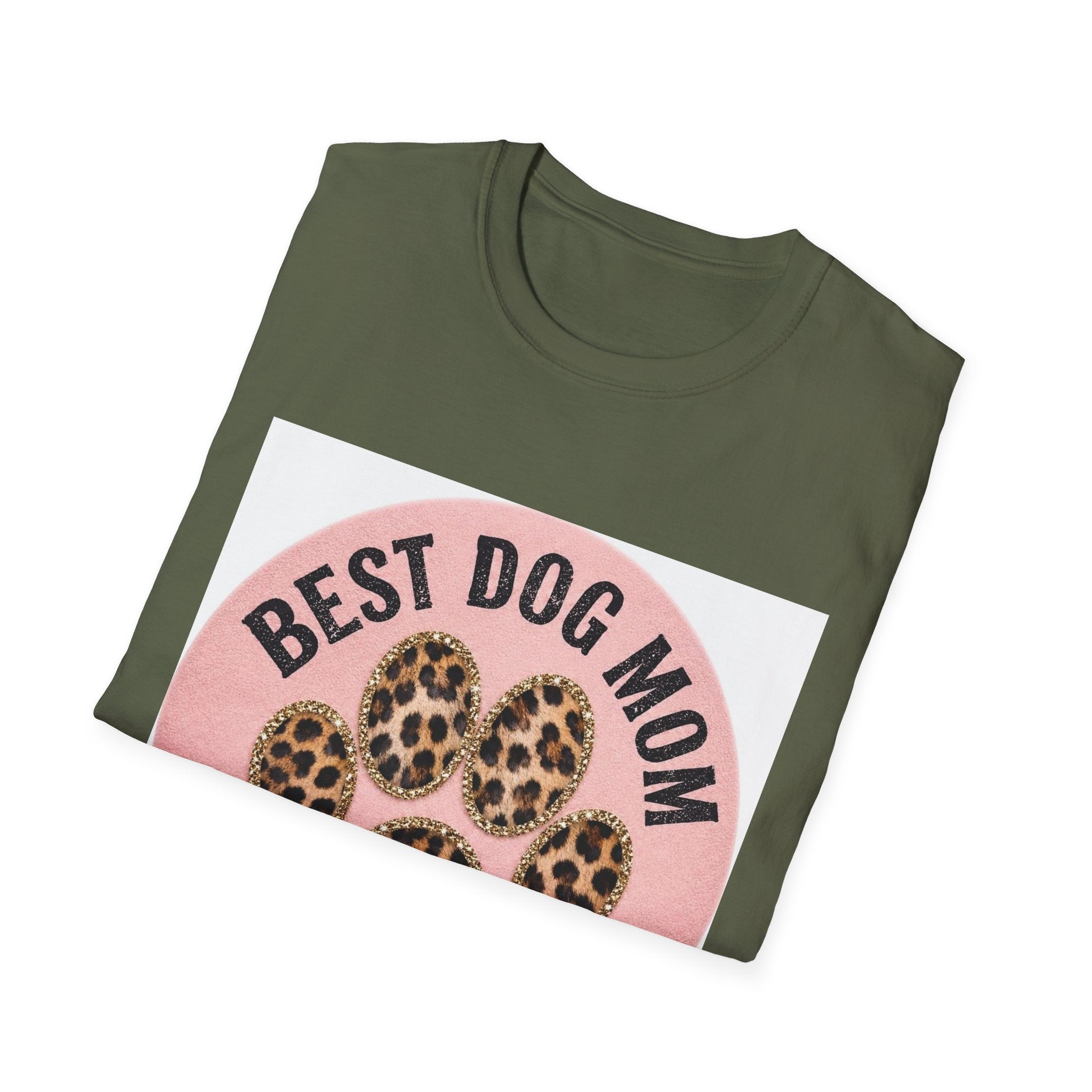 Best Dog Mom T-Shirt — Leopard Paw Graphic