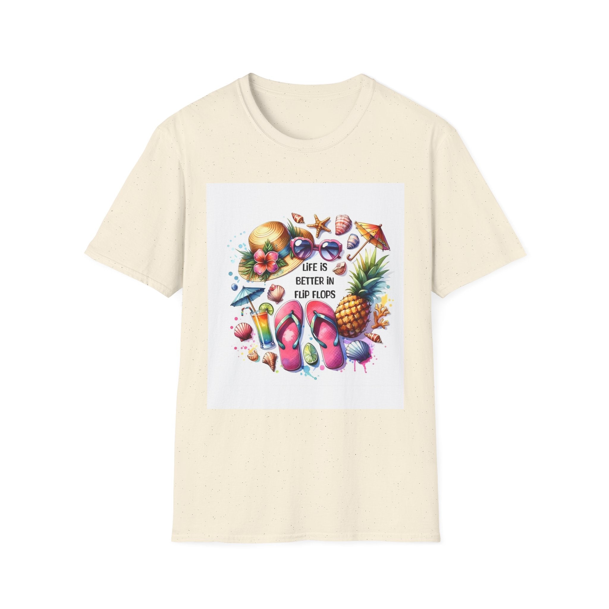 Beach Vibes T-Shirt — "Life Is Better in Flip Flops" Tropical Graphic Tee