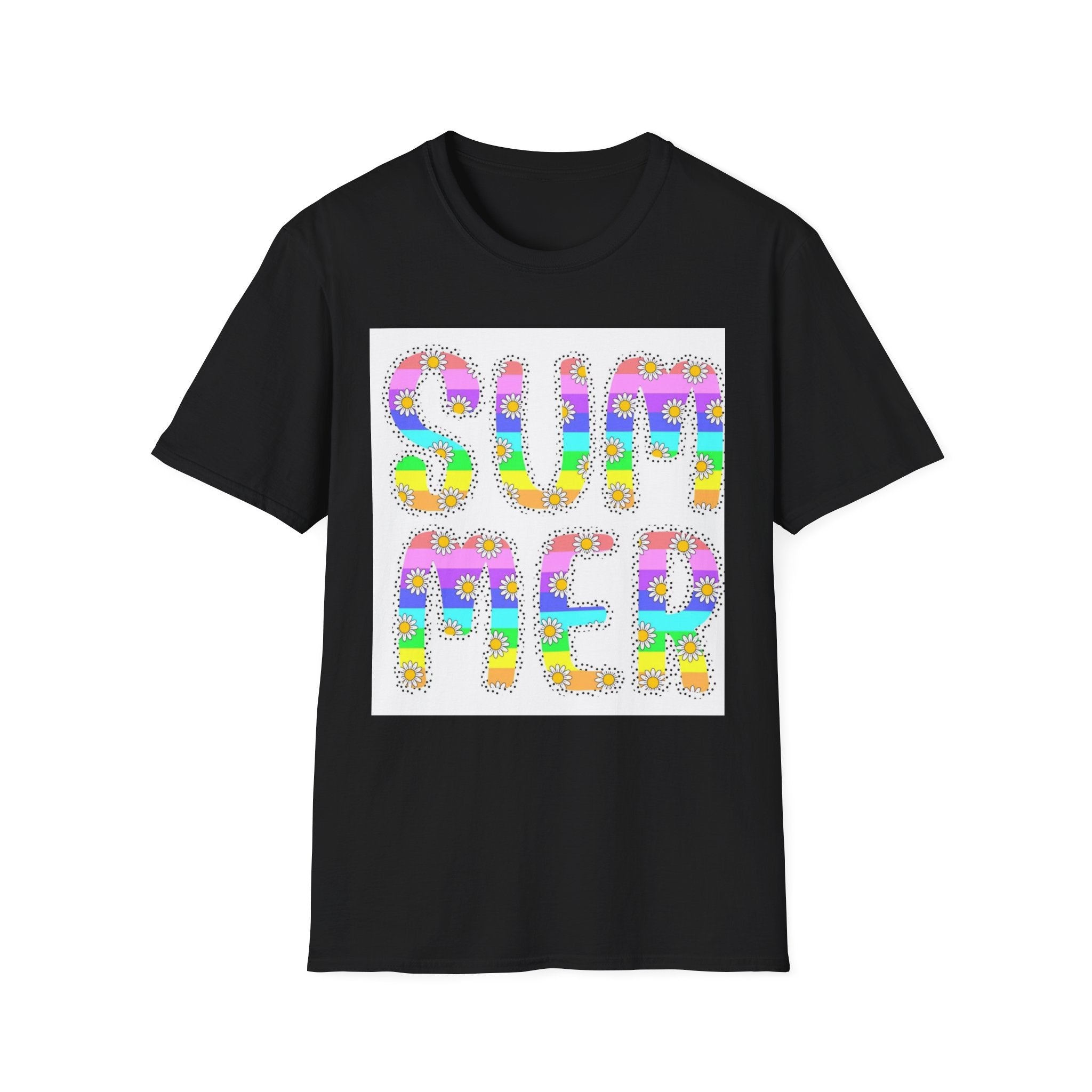 Summer Floral Graphic T‑Shirt — Colorful 'SUMMER' Text Design