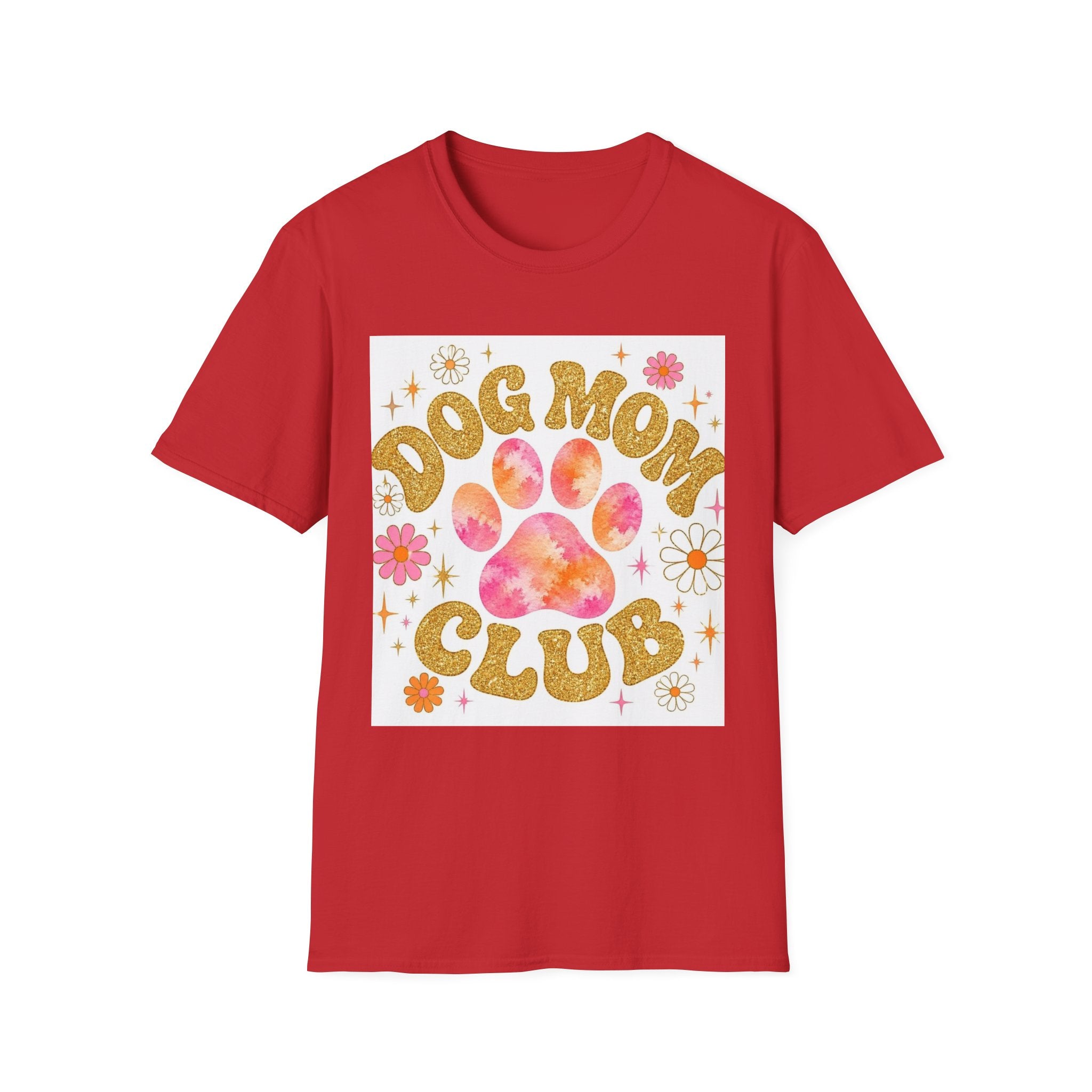 Dog Mom Club T-Shirt — Retro Floral Paw Graphic Tee for Dog Lovers