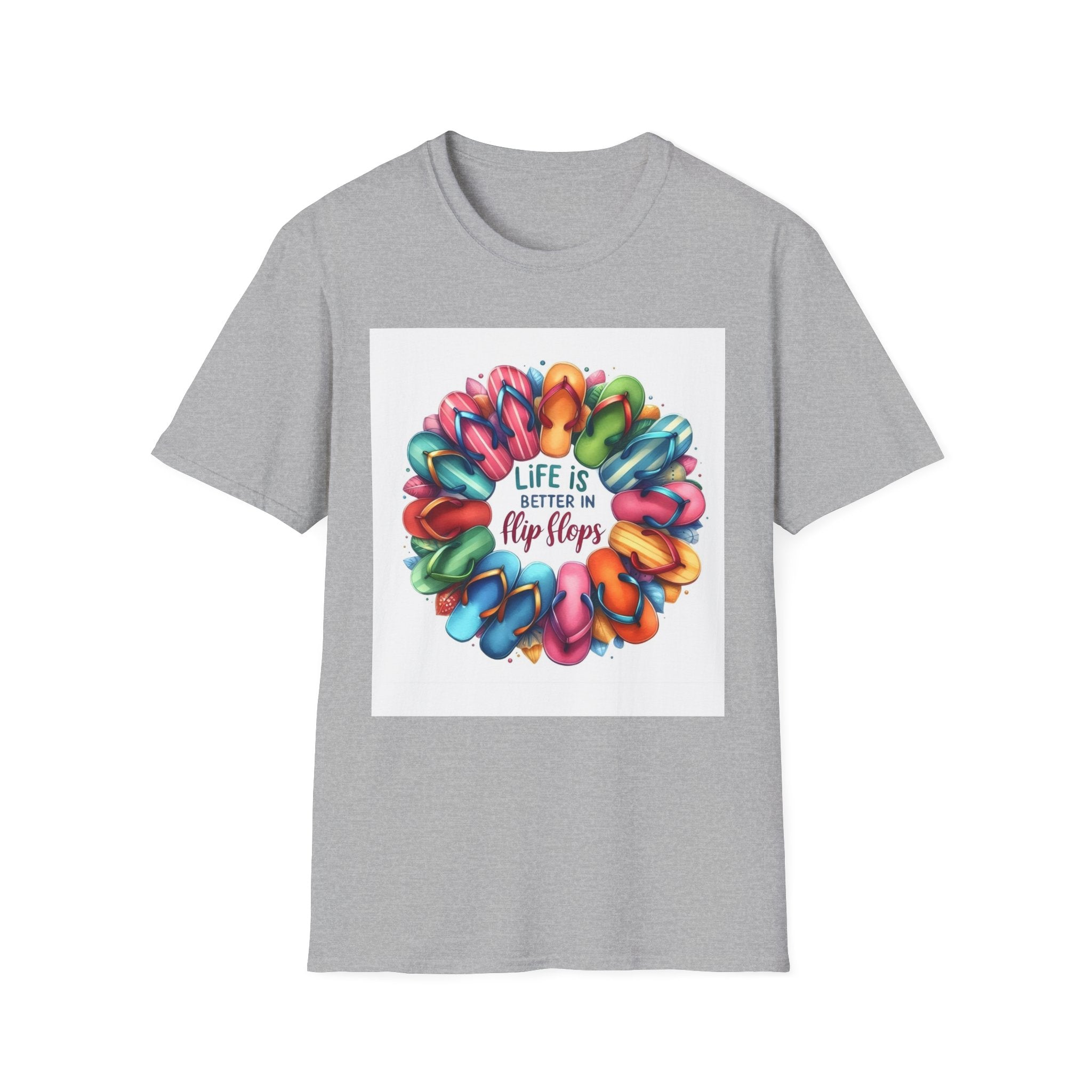 Flip Flop Circle Graphic T-Shirt - "Life Is Better in Flip Flops" Summer Tee