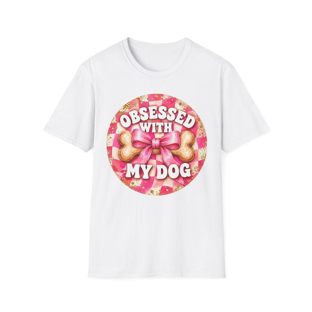 Obsessed With My Dog T-Shirt — Cute Dog Bones & Bow Pet Lover Tee