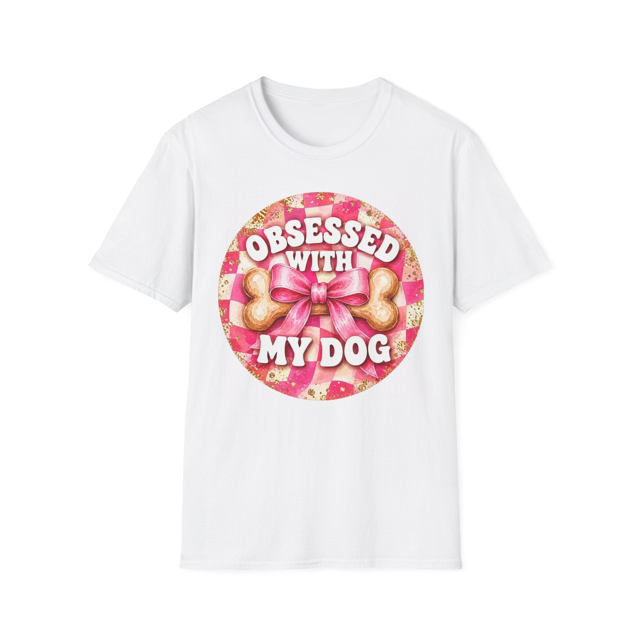 Obsessed With My Dog T-Shirt — Cute Dog Bones & Bow Pet Lover Tee