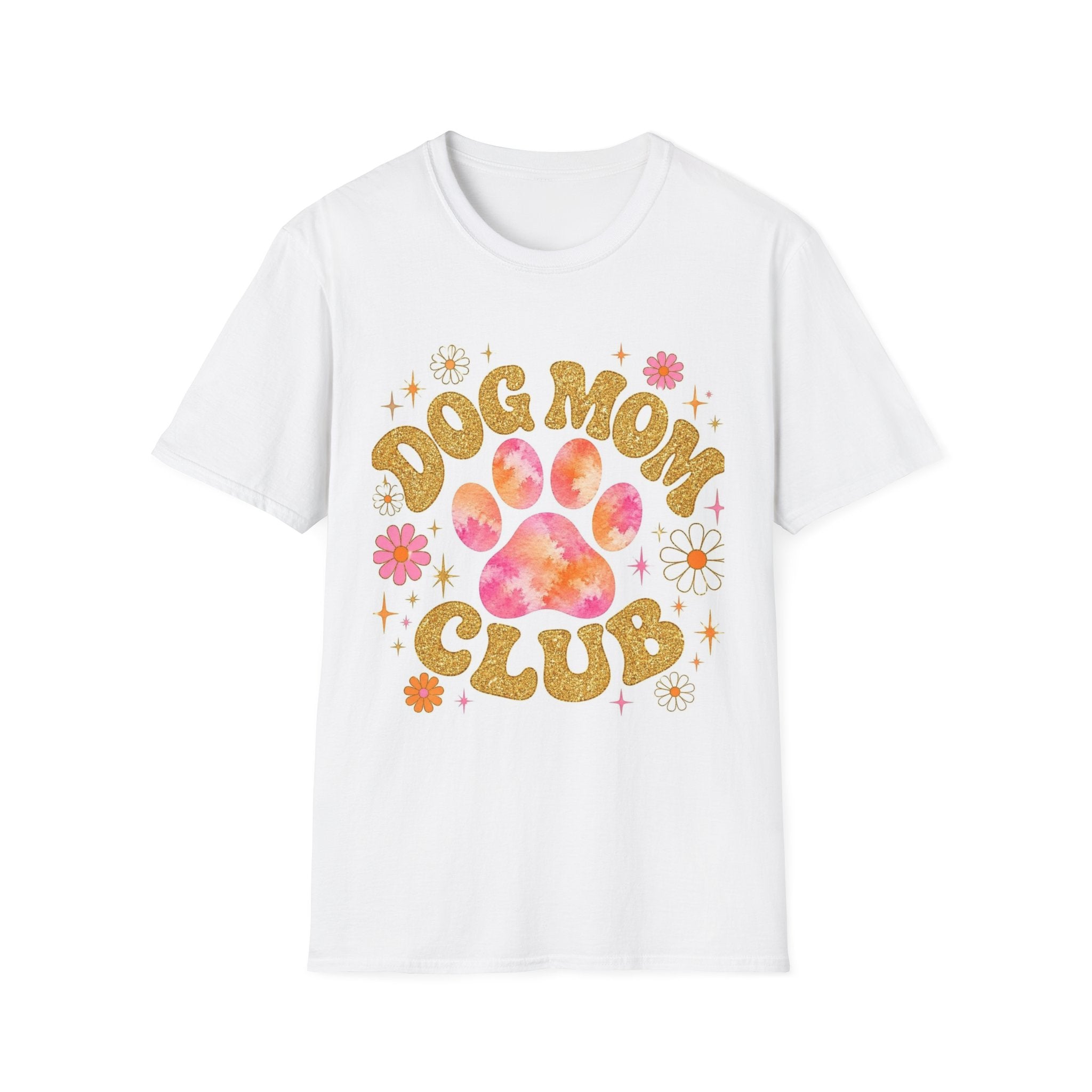 Dog Mom Club T-Shirt — Retro Floral Paw Graphic Tee for Dog Lovers