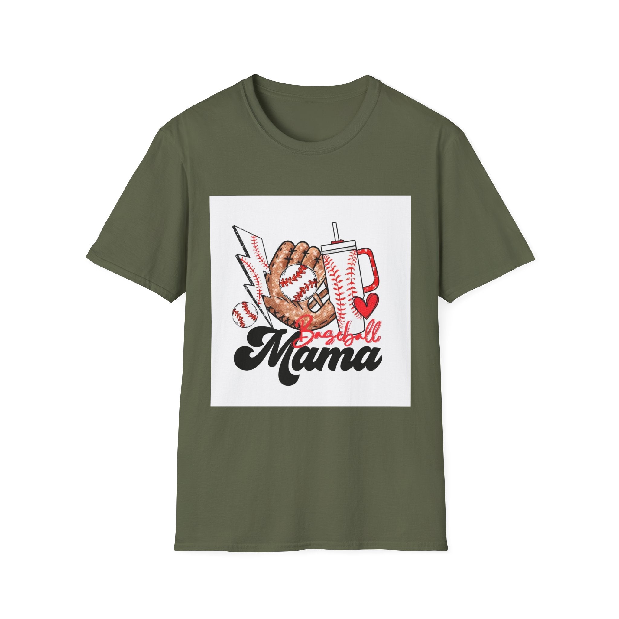 Baseball Mama T‑Shirt — Retro Glove & Bat Softball Mom Tee