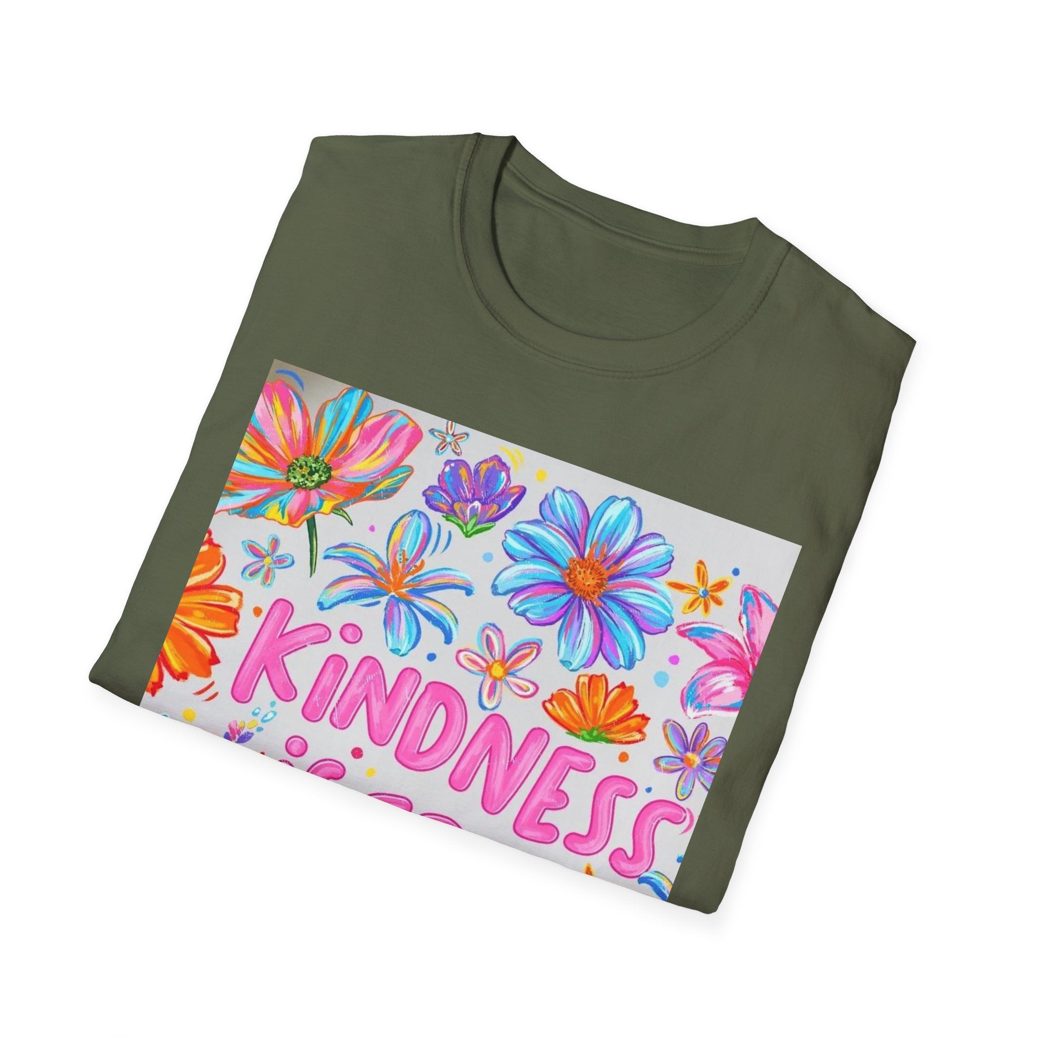 Kindness Is Free Floral T-Shirt — Positive Quote Tee
