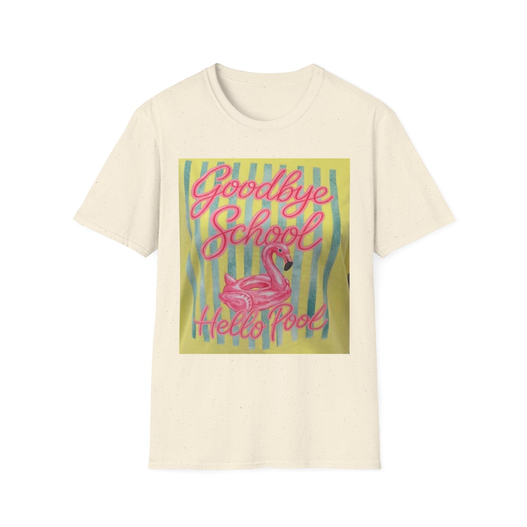 Goodbye School Hello Pool T-Shirt — Pink Flamingo Summer Graduation Tee