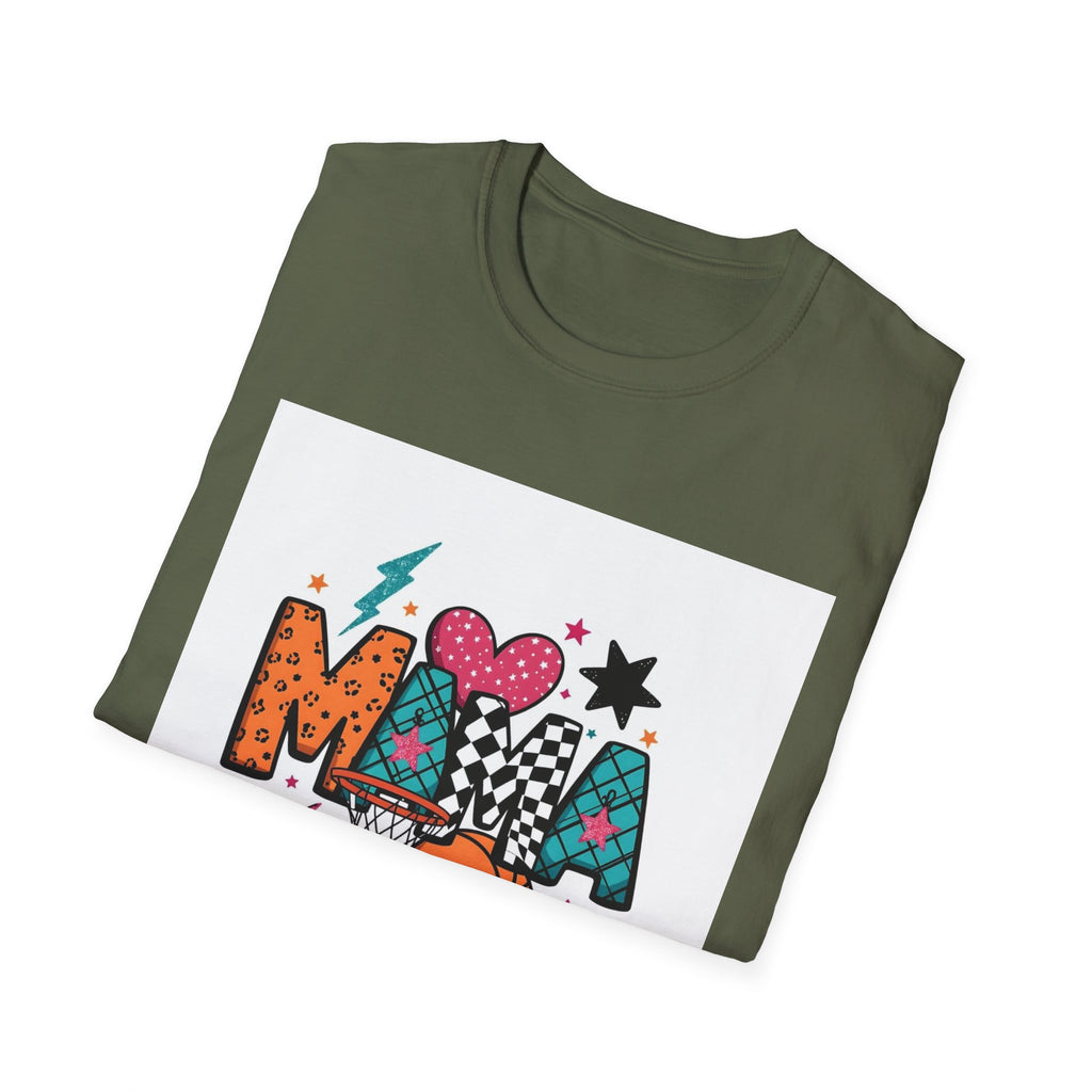 Mama Basketball Graphic T‑Shirt — Colorful Sports Mom Tee