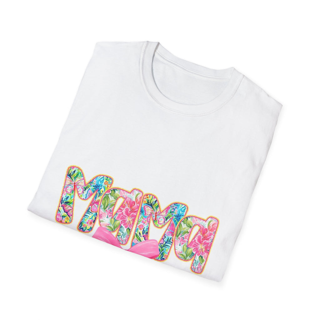 Mama Floral Graphic T-Shirt with Pink Bow