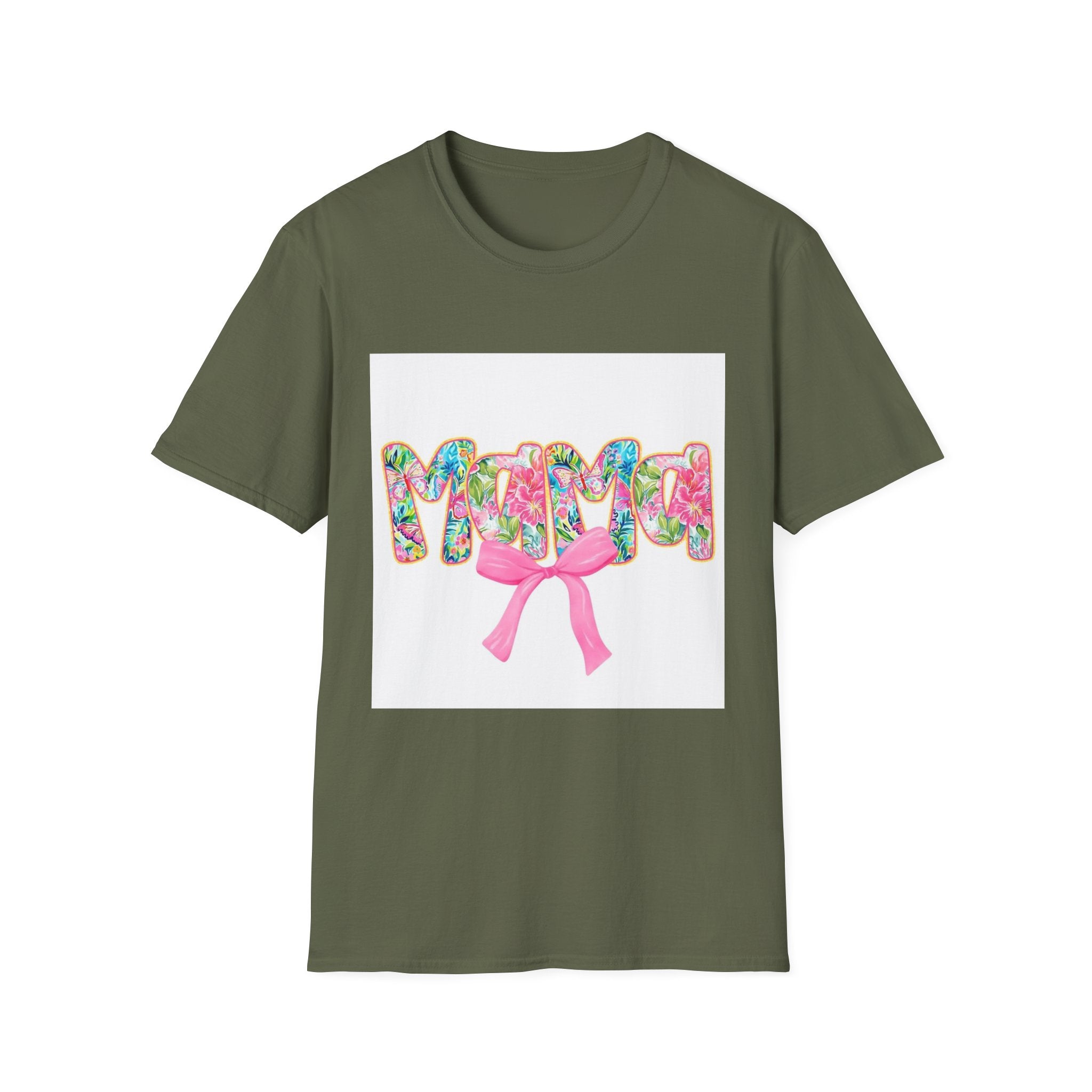 Mama Floral Graphic T-Shirt with Pink Bow