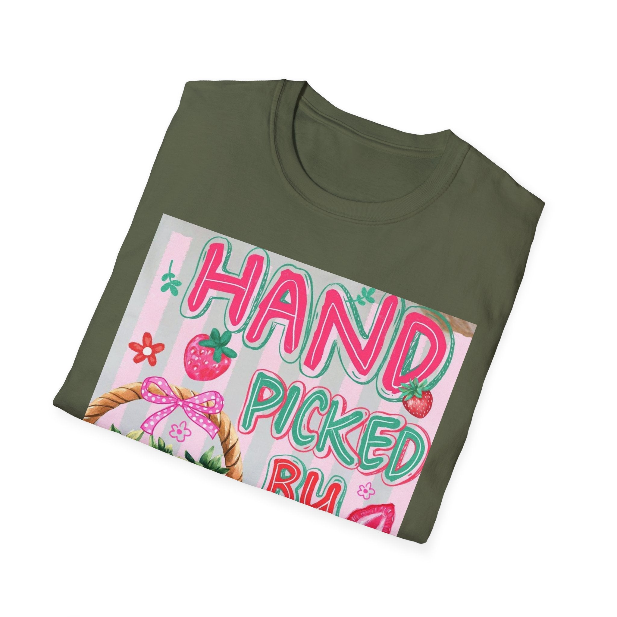 Christian T-Shirt "Hand Picked by God" — John 15:16 Strawberry Basket Graphic
