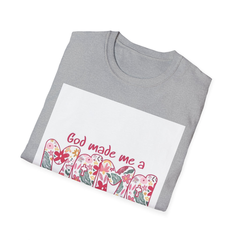 God Made Me a Mama Floral T-Shirt — Christian Mom Gift, Mother's Day Tee