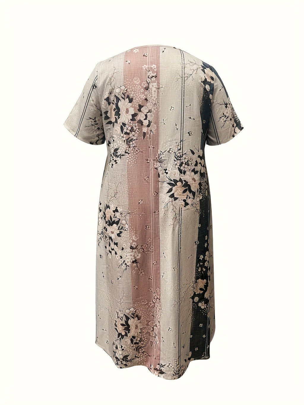 Summer Print Plus Size Dress with Pockets