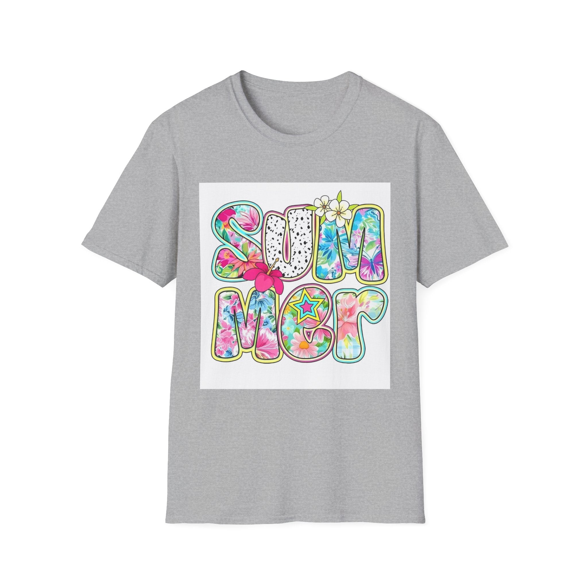 Summer Floral Graphic T-Shirt — Retro Tie-Dye 'SUMMER' Design