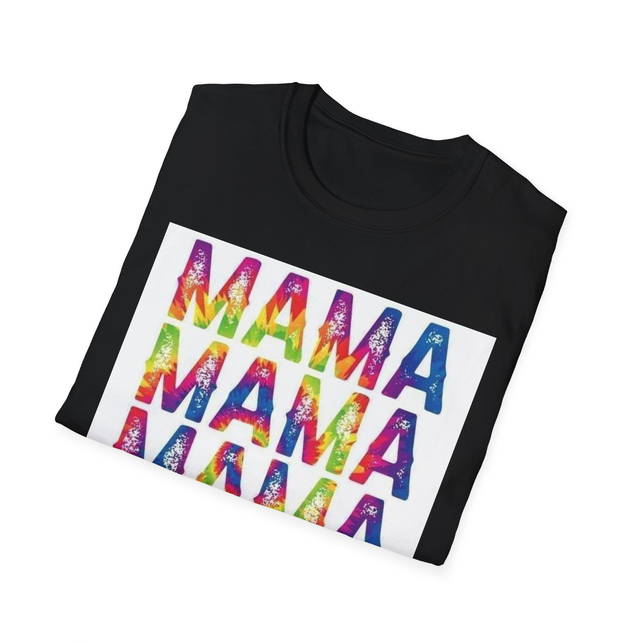 Mama Tie-Dye Stack T-Shirt — Colorful 'MAMA' Graphic Tee for Moms, Mother’s Day Gift