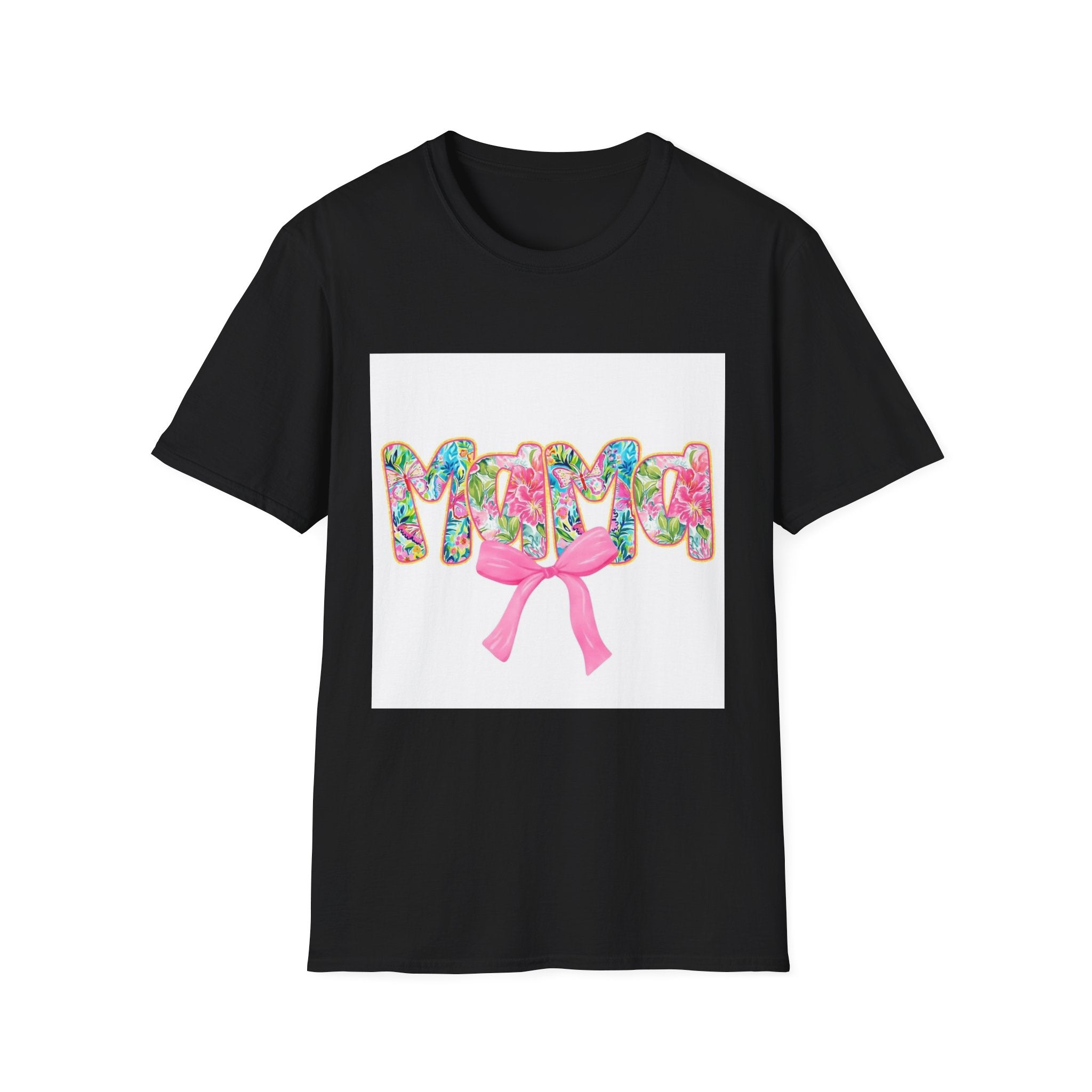 Mama Floral Graphic T-Shirt with Pink Bow