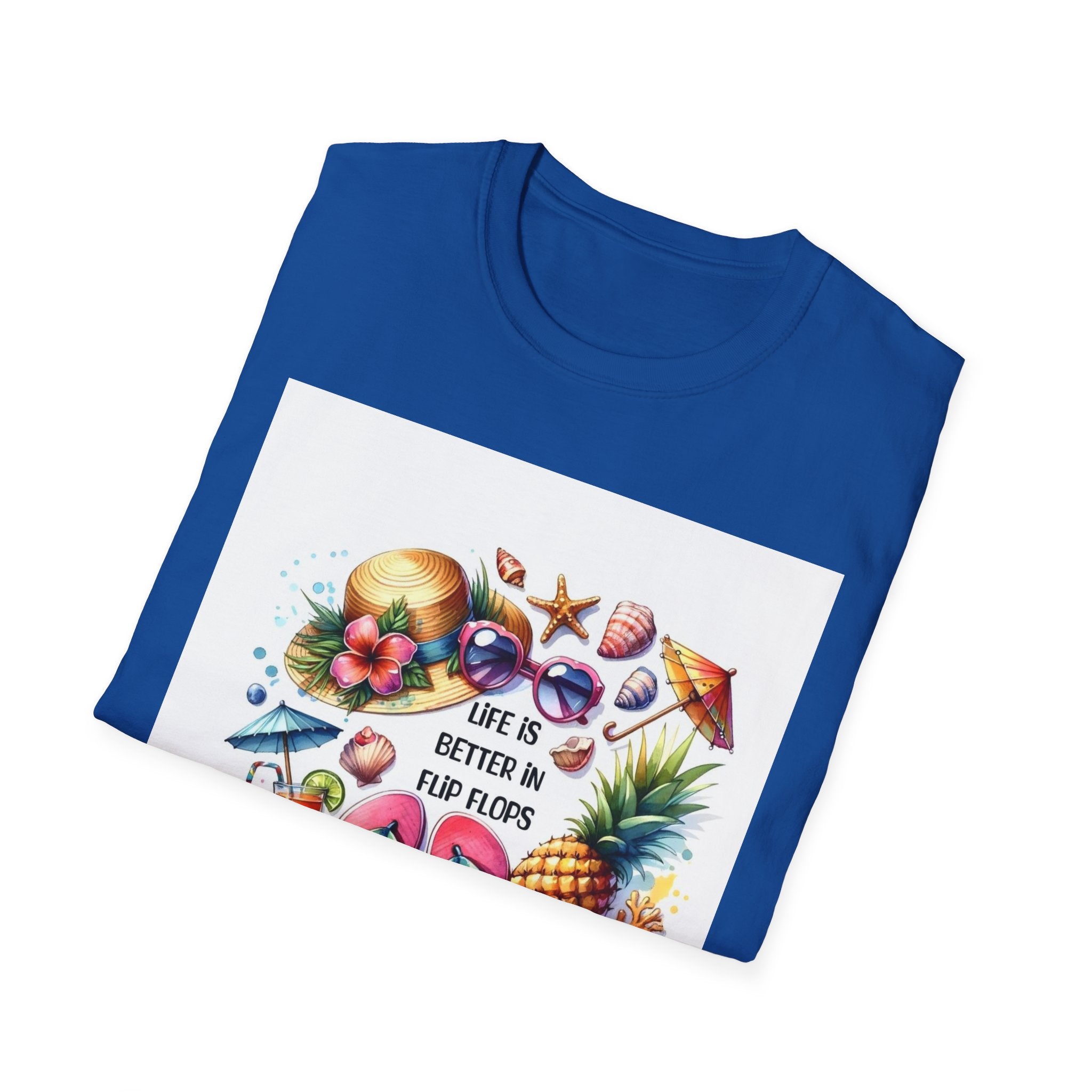 Beach Vibes T-Shirt — "Life Is Better in Flip Flops" Tropical Graphic Tee