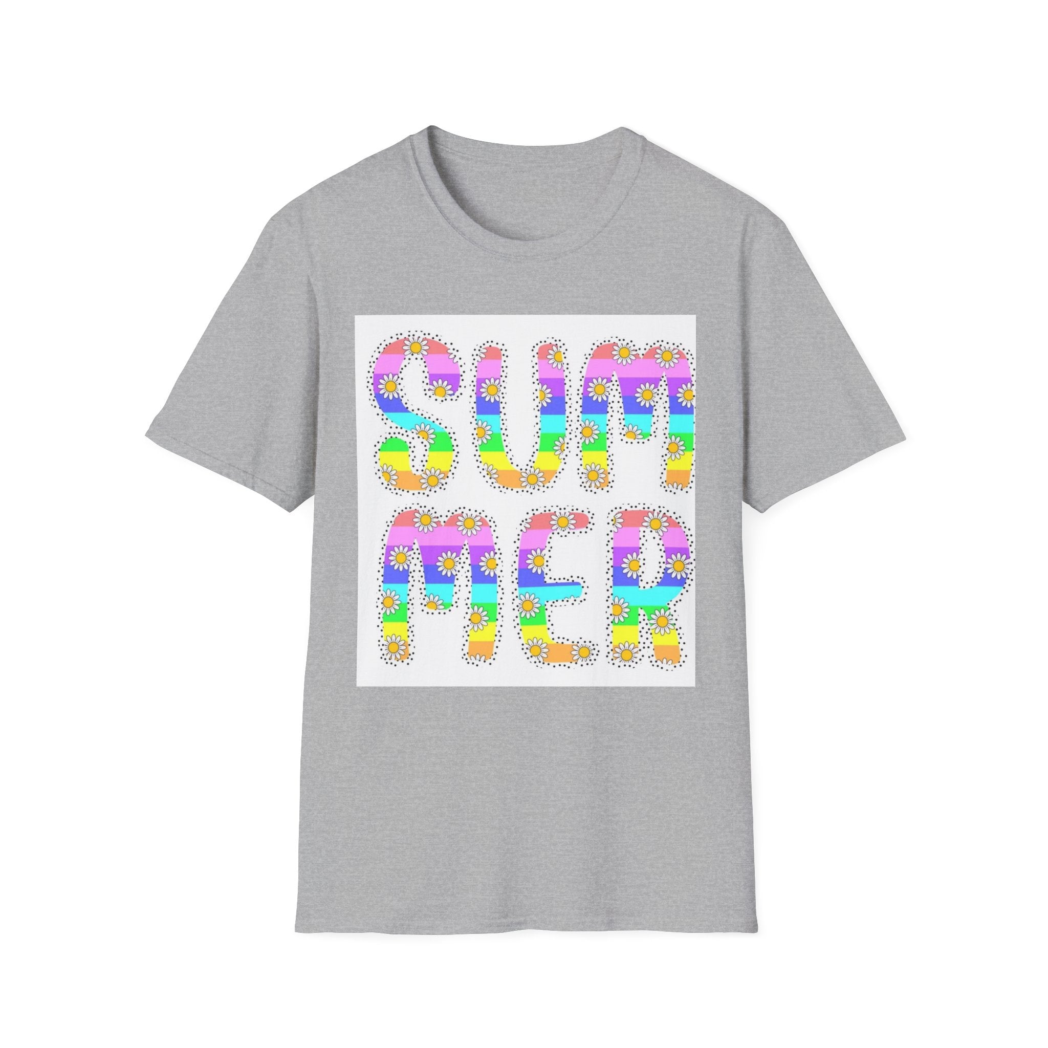 Summer Floral Graphic T‑Shirt — Colorful 'SUMMER' Text Design