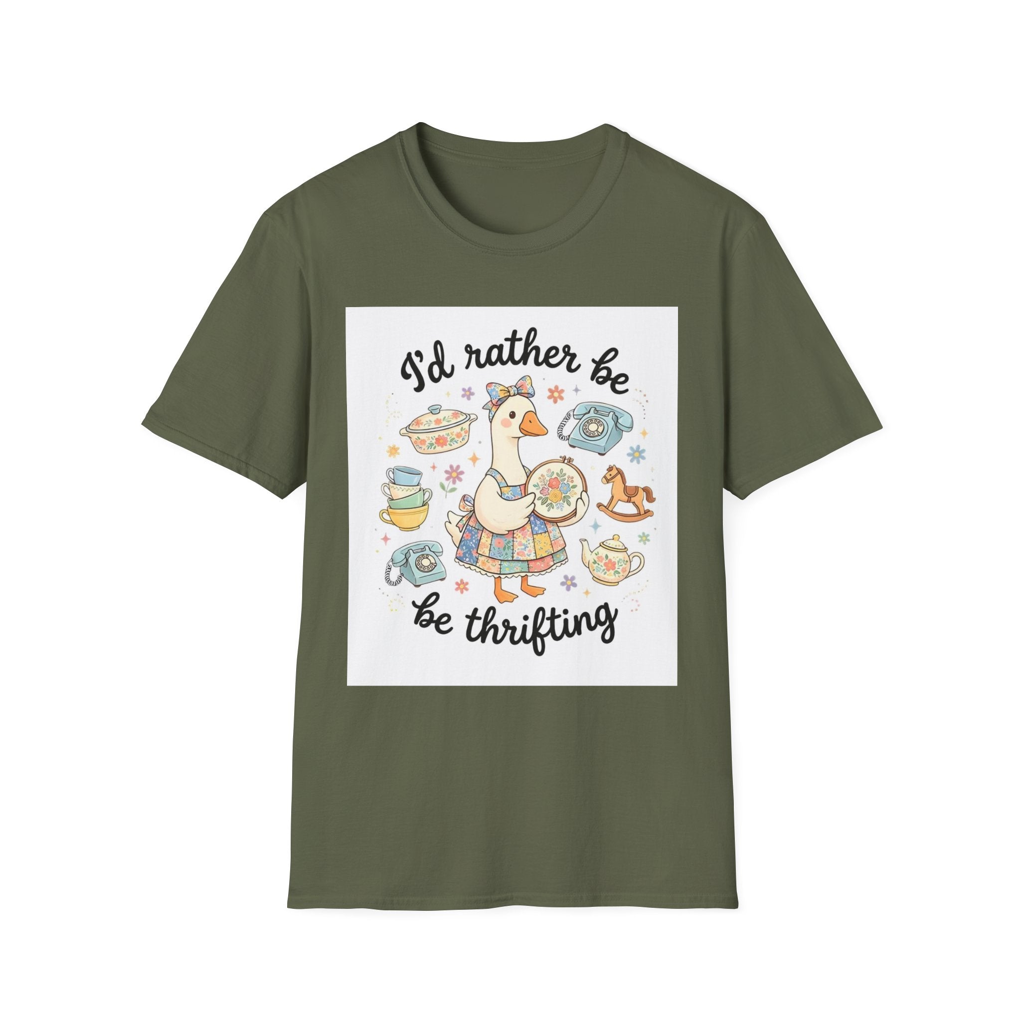 I’d Rather Be Thrifting T-Shirt — Vintage Thrift Store Duck Graphic Tee