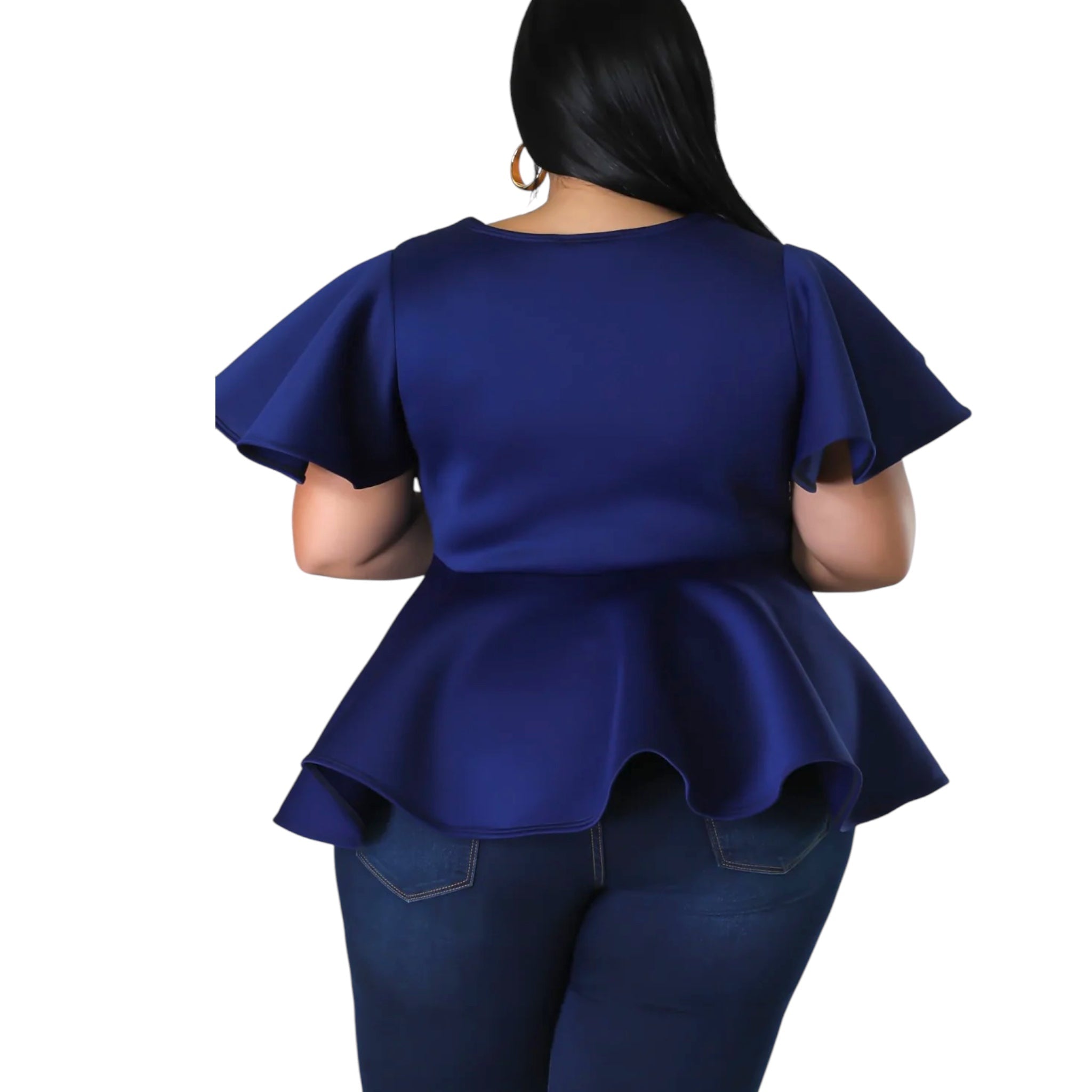 Plus Size Navy Peplum Top