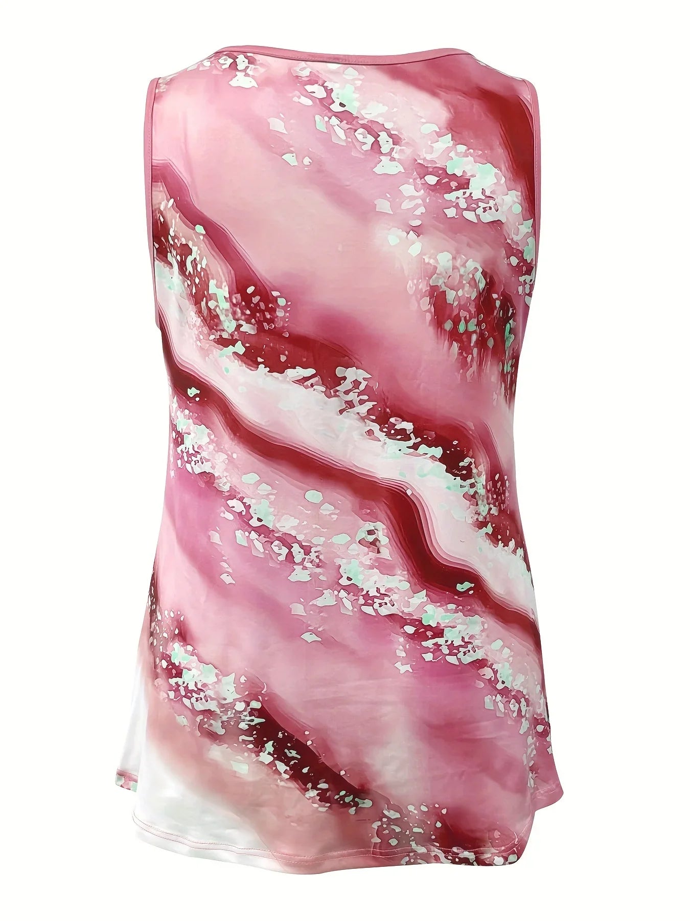 Plus Size Marble Print Tank Top Criss Cross Sleeveless