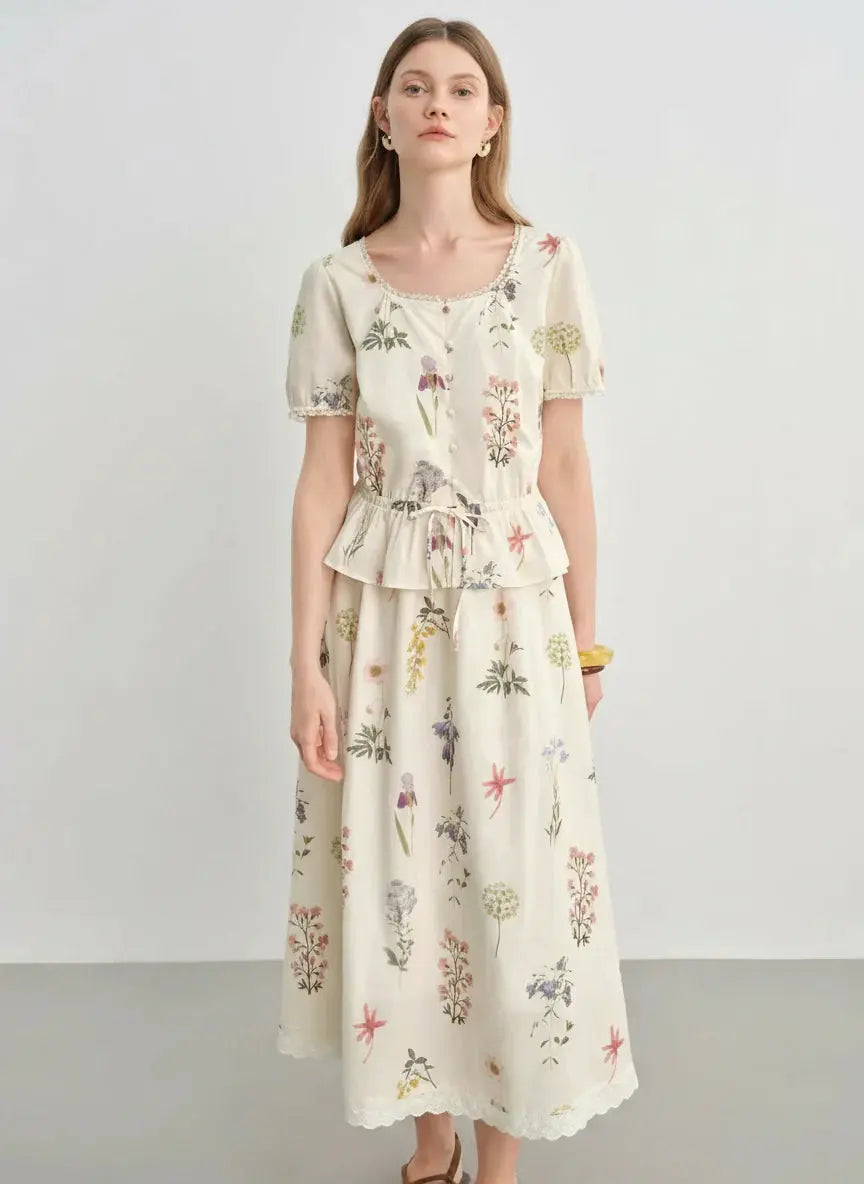 Fresh French-Inspired Ruffle Top & Skirt Set (Plus Size)