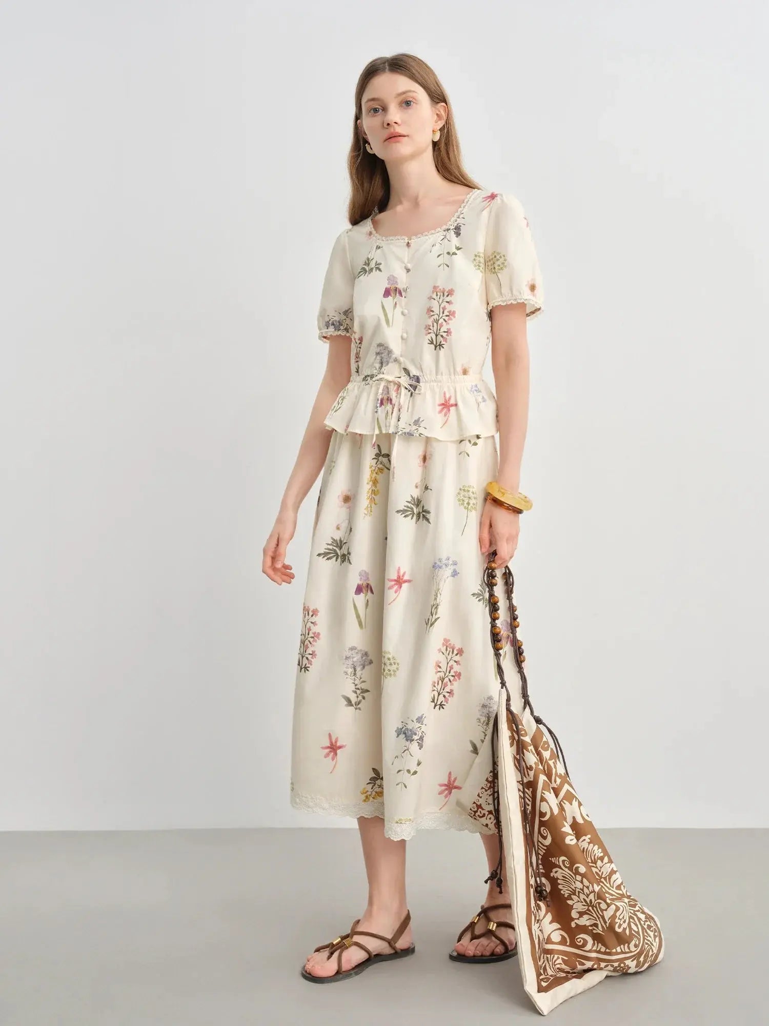 Fresh French-Inspired Ruffle Top & Skirt Set (Plus Size)