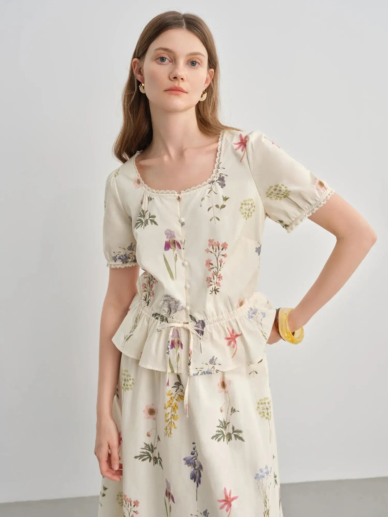 Fresh French-Inspired Ruffle Top & Skirt Set (Plus Size)