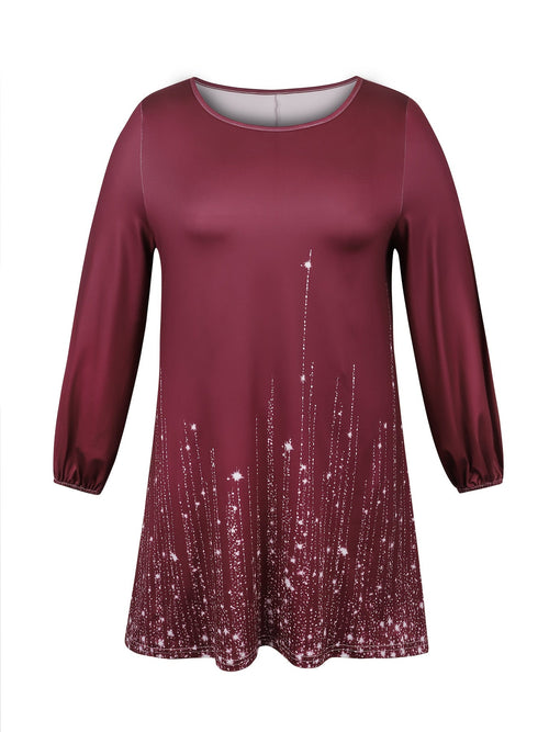 Elegant Floral Curvy Fit Deep Purple Maxi Dress