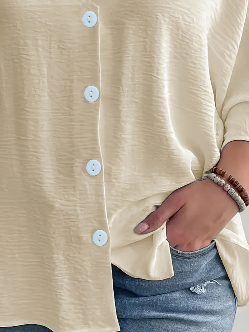 Full Size V-Neck Button Down Shirt Plus Size