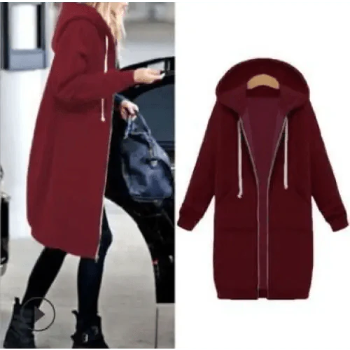 Luxury Women's Autumn Winter Thickening Hoodies Leisure Loose Hooded Jackets Pockets Plus Size Sweatshirt Sports Dresses Outwear Women's Hooded Flannel Jacket Casual Fleece Windbreaker Hoodie