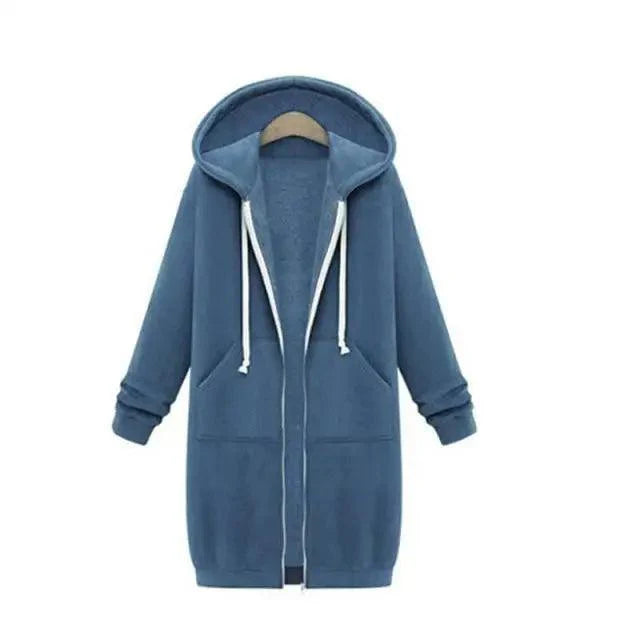 Luxury Women's Autumn Winter Thickening Hoodies Leisure Loose Hooded Jackets Pockets Plus Size Sweatshirt Sports Dresses Outwear Women's Hooded Flannel Jacket Casual Fleece Windbreaker Hoodie