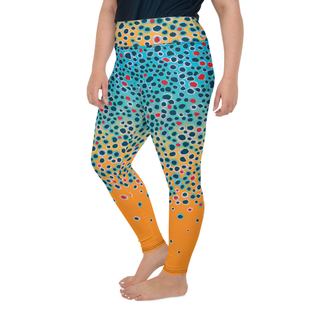 Brown Trout Print Plus Size Leggings
