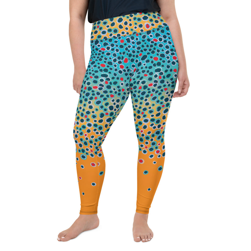 Brown Trout Print Plus Size Leggings