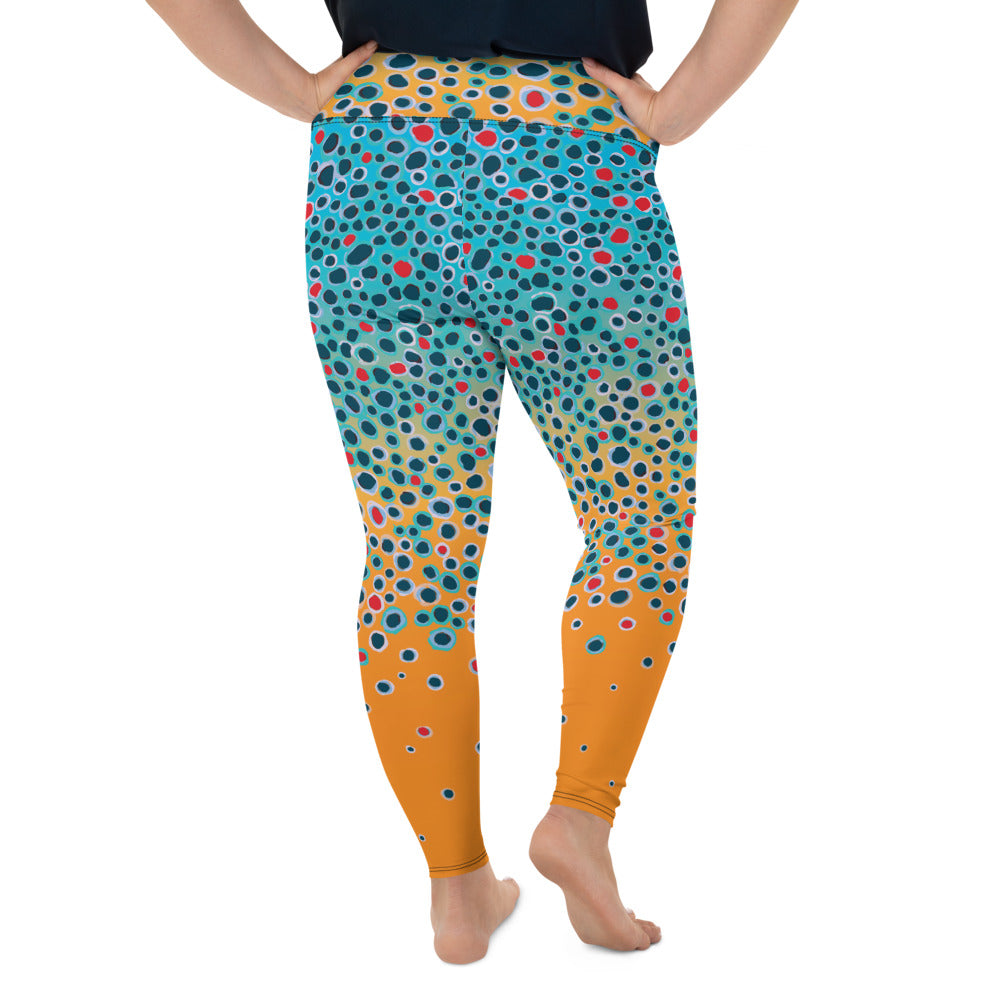 Brown Trout Print Plus Size Leggings