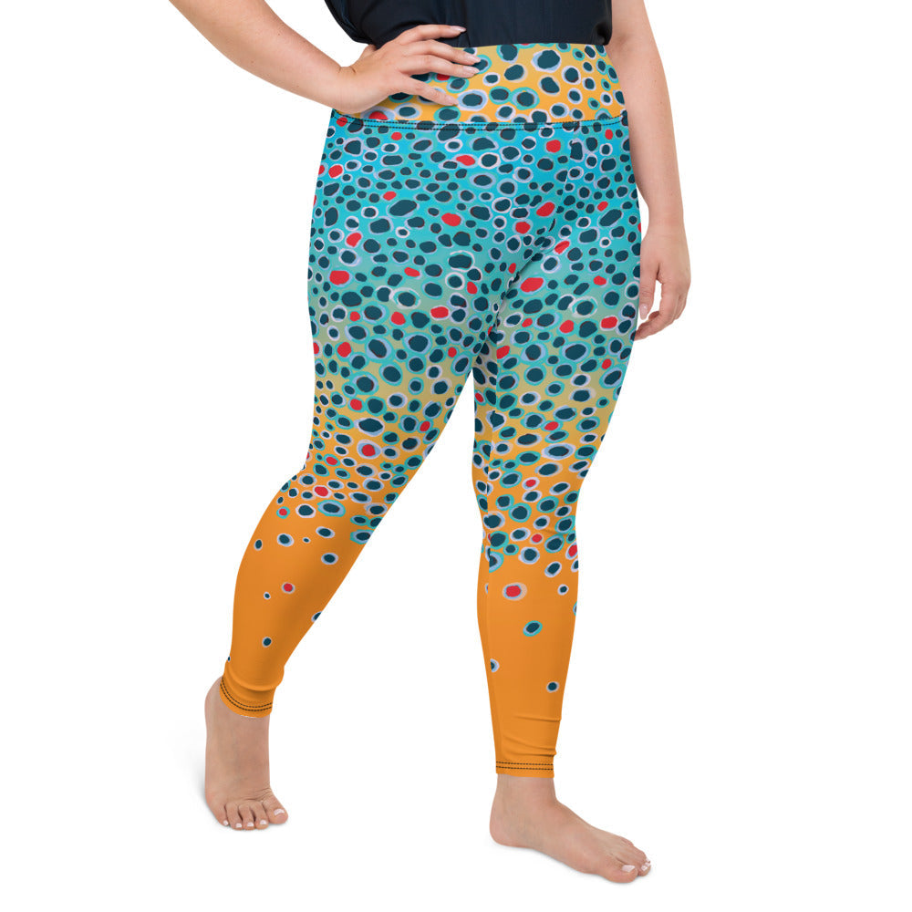 Brown Trout Print Plus Size Leggings