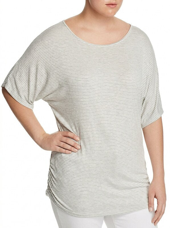 Elan Womens Plus Ruched Boatneck T-Shirt, Size XXXL