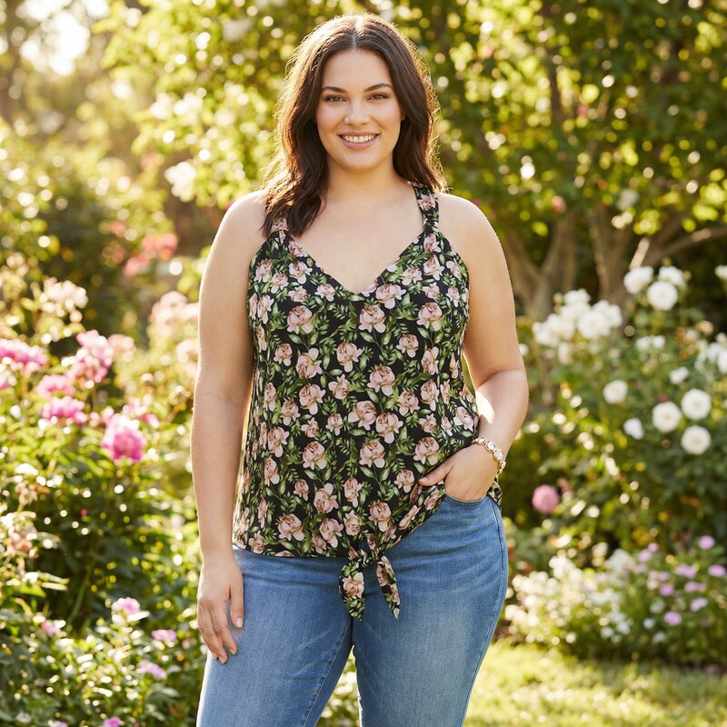 Inc Plus Size V-Neck Tie-Front Top, Size 2X
